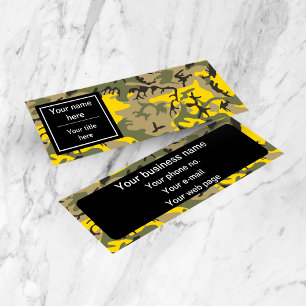 Yellow and Green Camo, Camouflage, Military, Army Mini Business Card