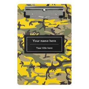 Yellow and Green Camo, Camouflage, Military, Army Mini Clipboard