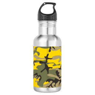 Yellow and Green Camouflage, Military, Army 532 Ml Water Bottle