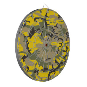 Yellow and Green Camouflage, Military, Army Dartboard