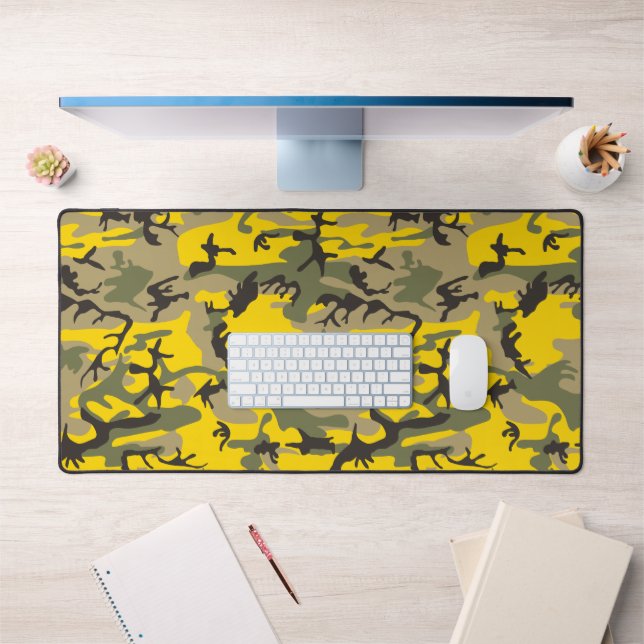 Yellow and Green Camouflage, Military, Army Desk Mat (Office 1)