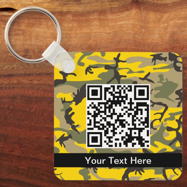 Yellow and Green Camouflage, Military, Army Keychain (Front)