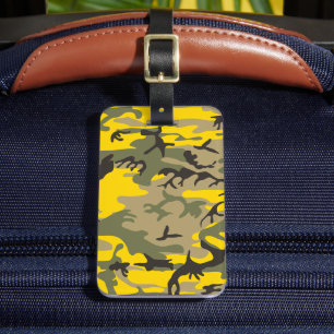 Yellow and Green Camouflage, Military, Army Luggage Tag