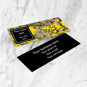 Yellow and Green Camouflage, Military, Army Mini Business Card