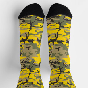 Yellow and Green Camouflage, Military, Army Socks