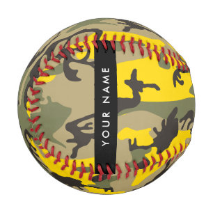 Yellow and Green Camouflage Your name Personalize Baseball