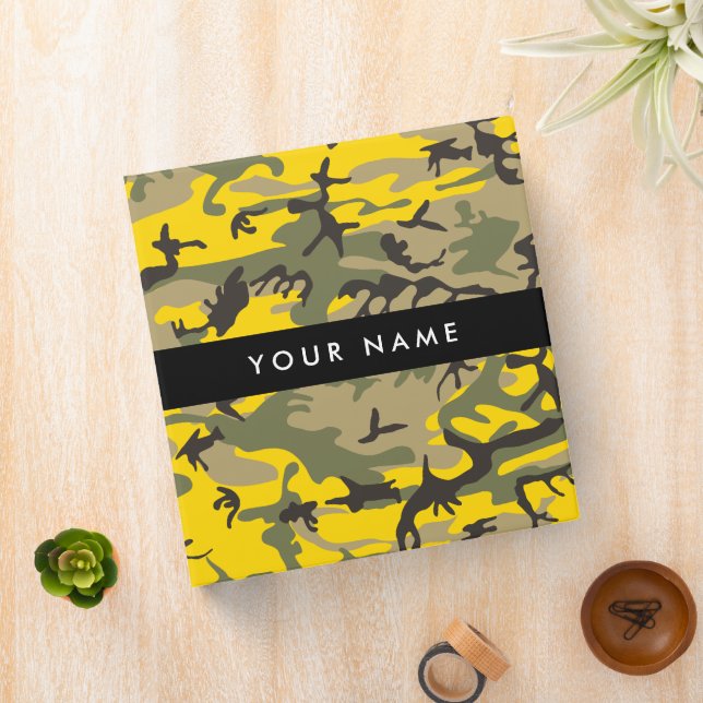 Yellow and Green Camouflage Your name Personalize Binder (In Situ)