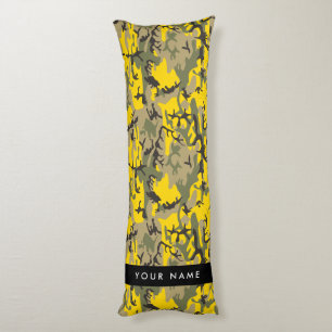 Yellow and Green Camouflage Your name Personalize Body Pillow