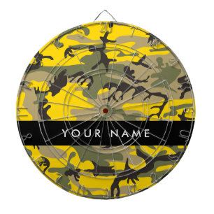 Yellow and Green Camouflage Your name Personalize Dartboard