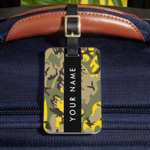 Yellow and Green Camouflage Your name Personalize Luggage Tag