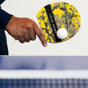 Yellow and Green Camouflage Your name Personalize Ping Pong Paddle