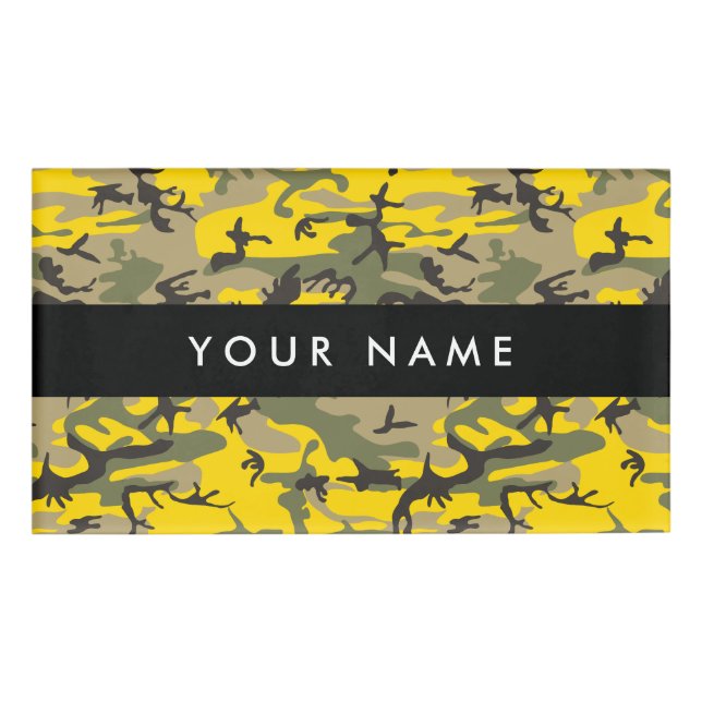 Yellow and Green Camouflage Your name Personalize Tag (Front)