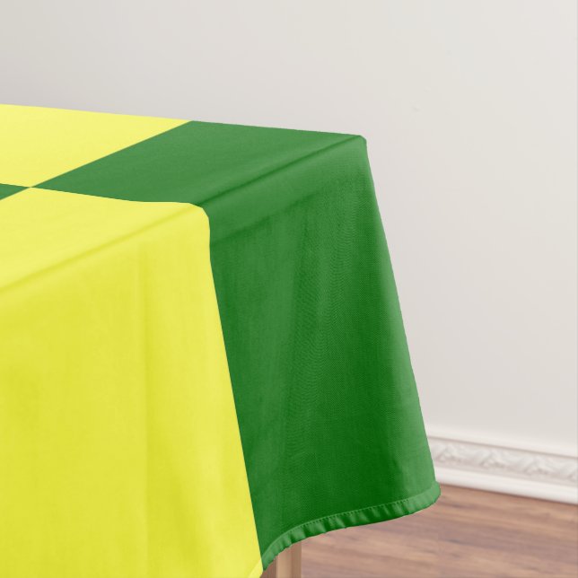 Yellow and Green Checkers Tablecloth (In Situ)
