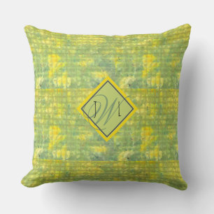 Yellow and Green Cheerful Abstract Geometric Throw Pillow