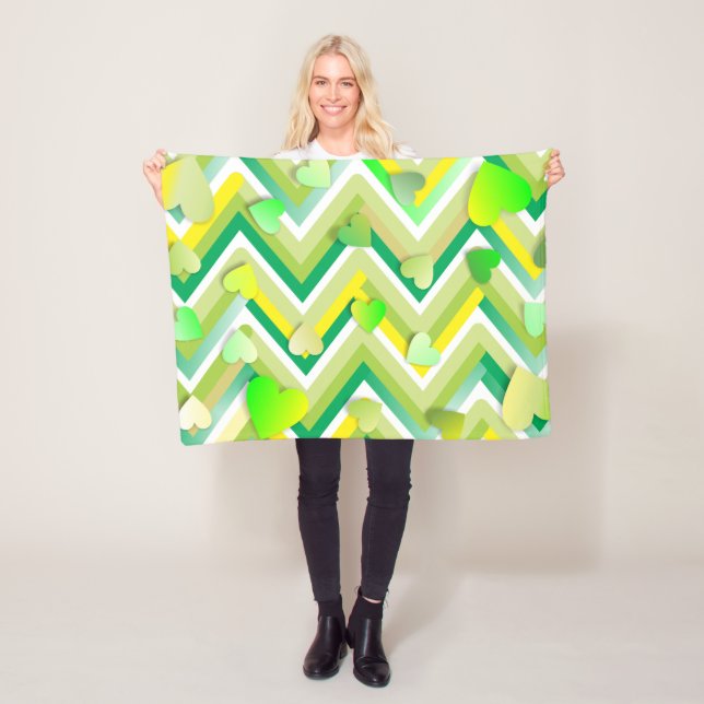 Yellow And Green Chevron Fleece Blanket (In Situ)