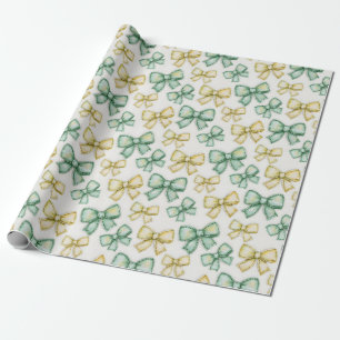 Yellow and Green Coquette Bows New Baby Shower Wrapping Paper