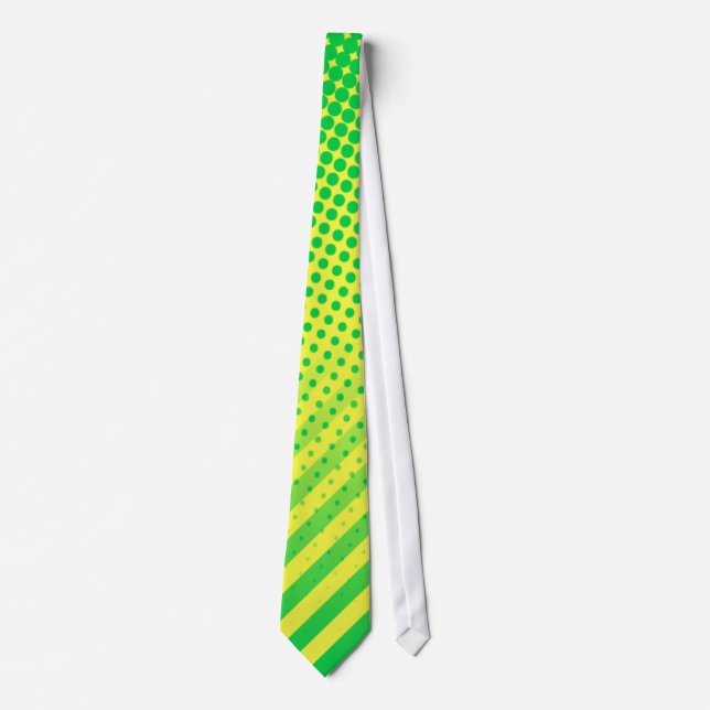 Yellow and Green Dots and Stripes Tie (Front)