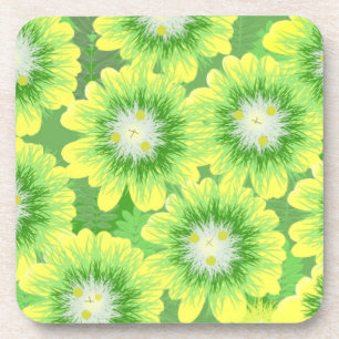 Yellow and Green Floral Coaster