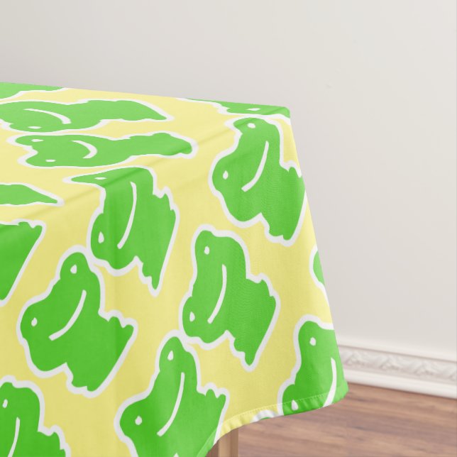 Yellow And Green Frogs Pattern Tablecloth (In Situ)