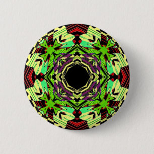 Yellow and Green geometric pattern 2 Inch Round Button