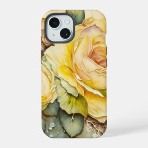 Yellow and Green Giant Roses iPhone 15 Case
