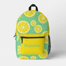 Yellow and Green, Lemon Slice Pattern With Name