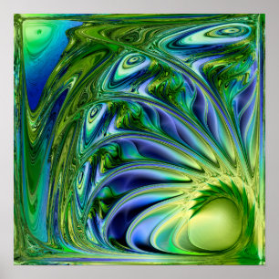 Yellow and Green Marine Spiral Poster