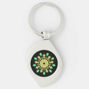 Yellow and green neon flower keychain