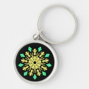 Yellow and green neon flower keychain