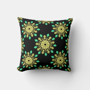 Yellow and green neon flower throw pillow