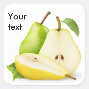 Yellow and green pears square sticker