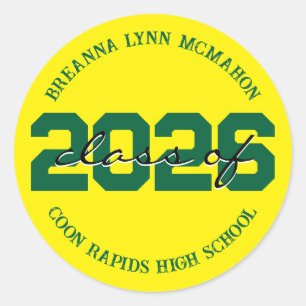 Yellow and Green Personalized Graduation Stickers