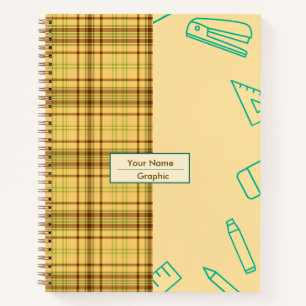 Yellow and green plaid check Notebook