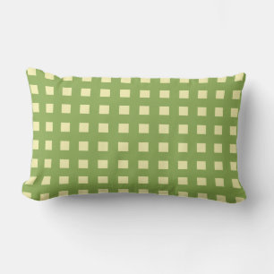 Yellow and Green Plaid Outdoor Summer Lumbar Pillow