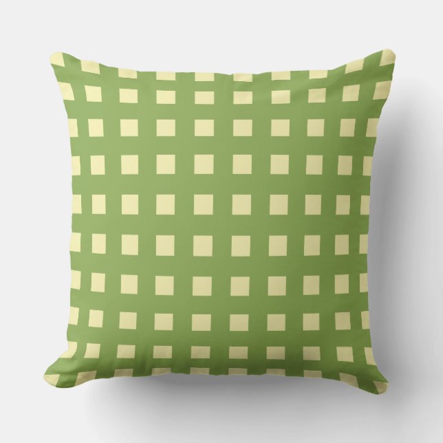 Yellow and Green Plaid Summer Outdoor Pillow (Front)