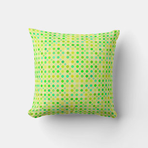 yellow and green polka dots throw pillow