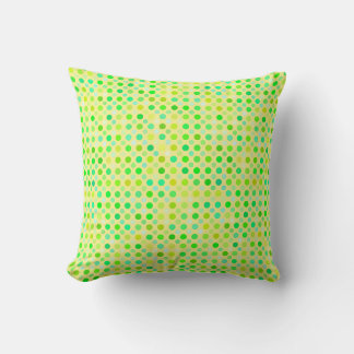 yellow and green polka dots throw pillow