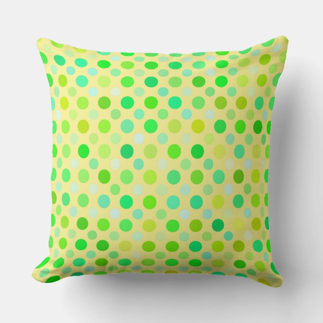 yellow and green polka dots  throw pillow (Front)