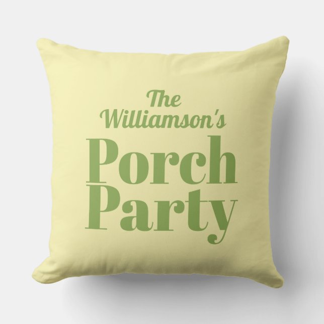 Yellow and Green Porch Party Summer Outdoor Pillow (Front)