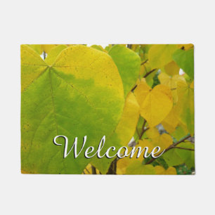 Yellow and Green Redbud Leaves Doormat