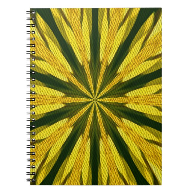 Yellow And Green Shapes Abstract Art Notebook (Front)
