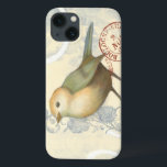 Yellow and Green Sparrow on Vintage Background iPhone 13 Case<br><div class="desc">This sketch-inspired image is perfect for your bird collection. It is simple and beautiful to add on any product and will please any vintage art lover. Choose this artprint today.</div>
