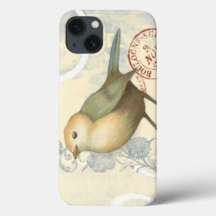 Yellow and Green Sparrow on Vintage Background iPhone 13 Case