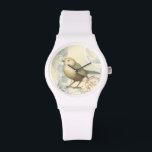 Yellow and Green Sparrow on Vintage Background Watch<br><div class="desc">This sketch-inspired image is perfect for your bird collection. It is simple and beautiful to add on any product and will please any vintage art lover. Choose this artprint today.</div>
