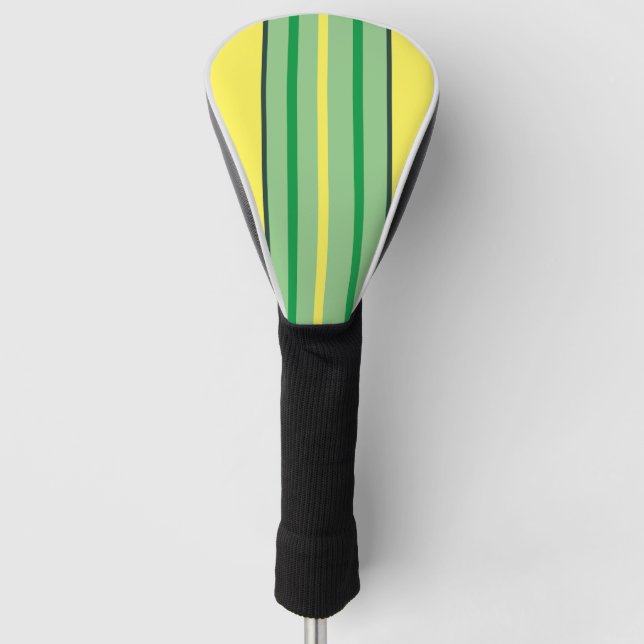 Yellow and Green Striped  Golf Head Cover (Front)