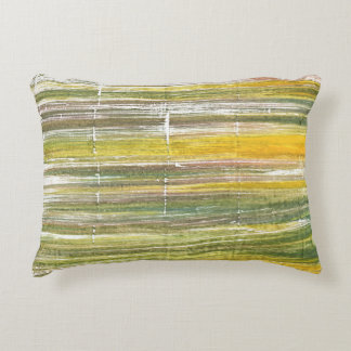 Yellow and green stripes accent pillow