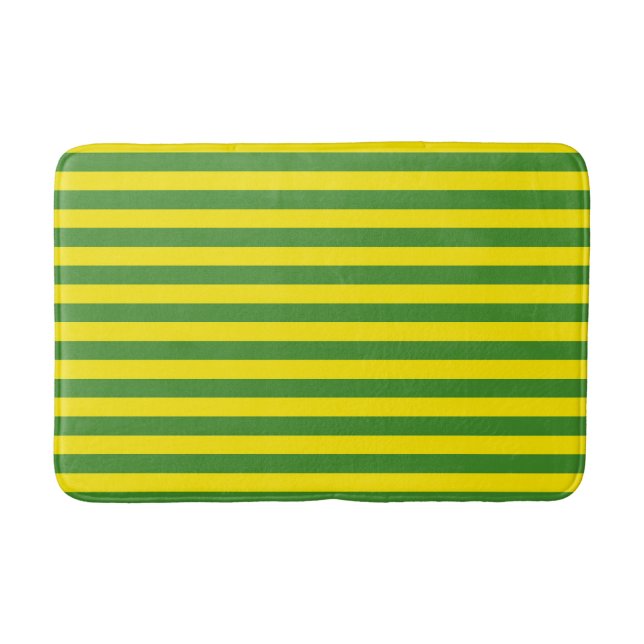 Yellow and Green Stripes Bath Mat (Front)