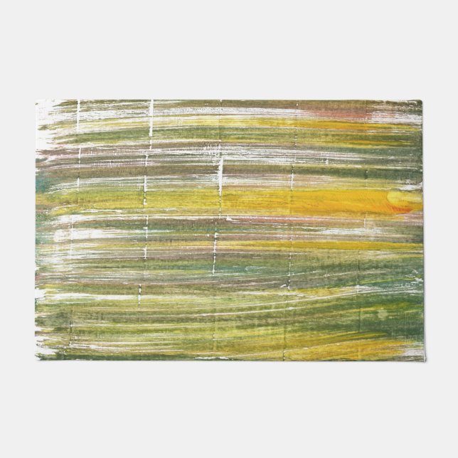 Yellow and green stripes doormat (Front)