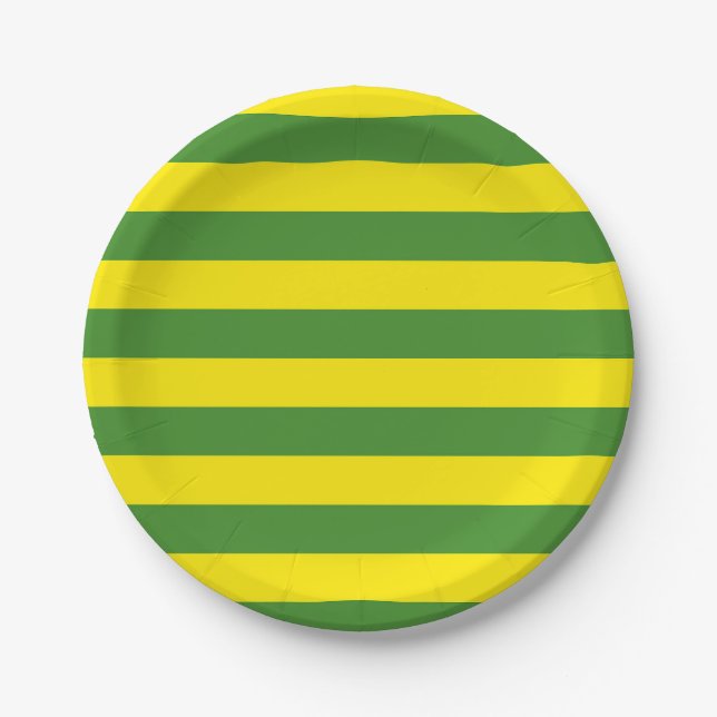 Yellow and Green Stripes Paper Plate (Front)