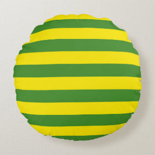 Yellow and Green Stripes Round Pillow